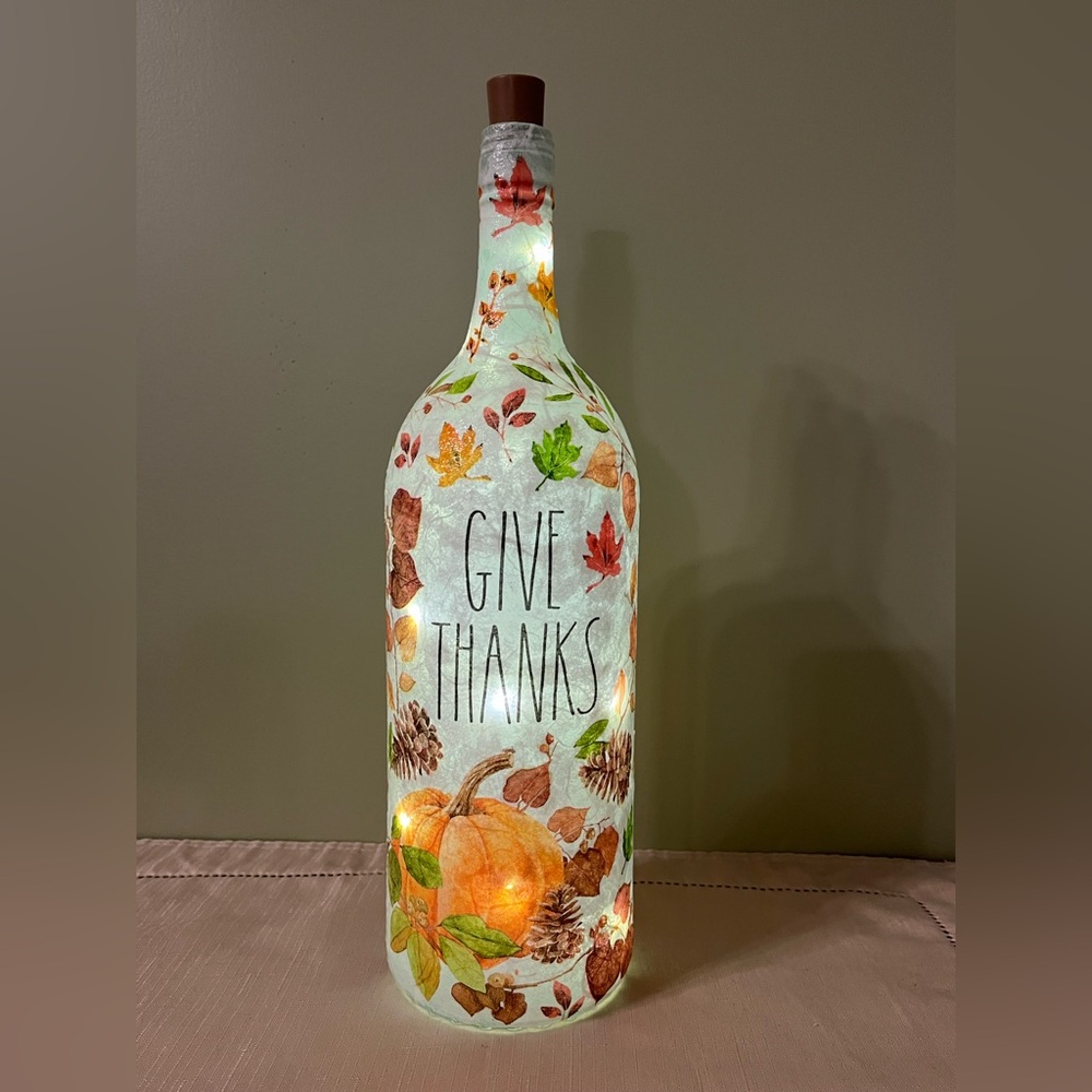 Decorated Bottle, Give Thanks, Thanksgiving Decor
